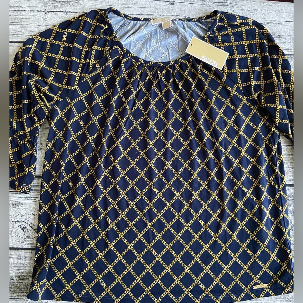 NWT! Michael Kors blouse with flutter 3/4 sleeves. Authentic. New with tags